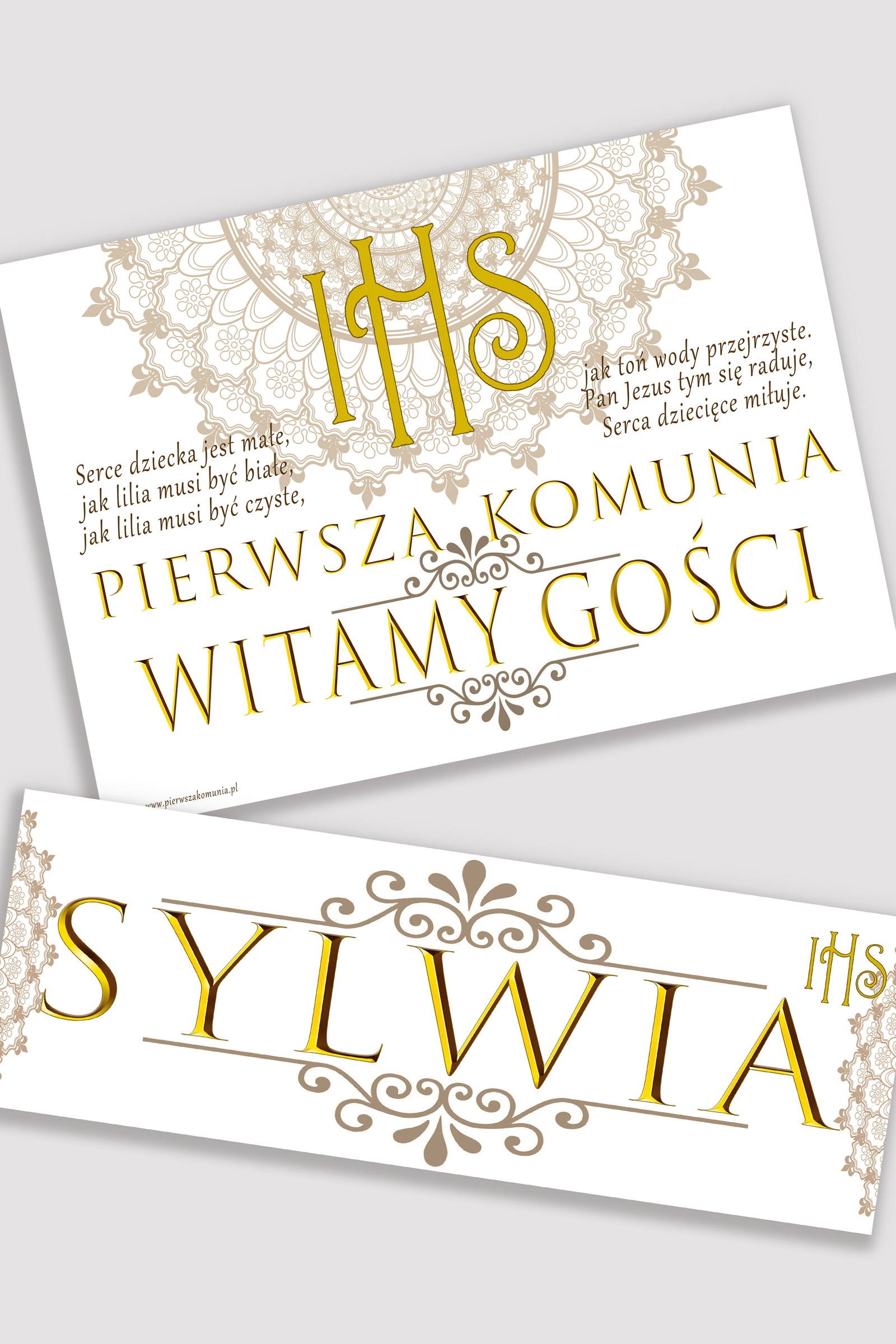 Personalizowany plakat komunijny z imieniem - Rozeta - obraz 0