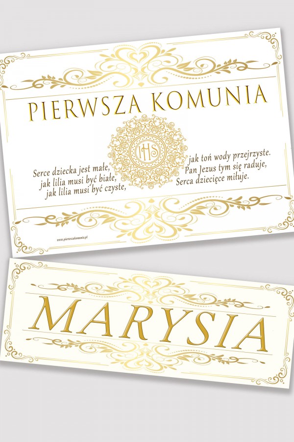 Personalizowany plakat komunijny z imieniem - Elegance