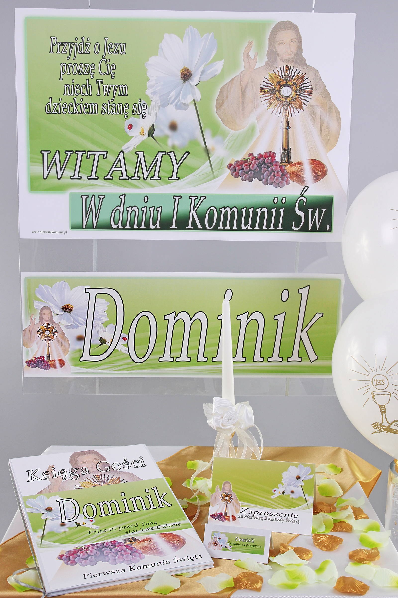 Personalizowany plakat komunijny z imieniem - Bławatek - obraz 1