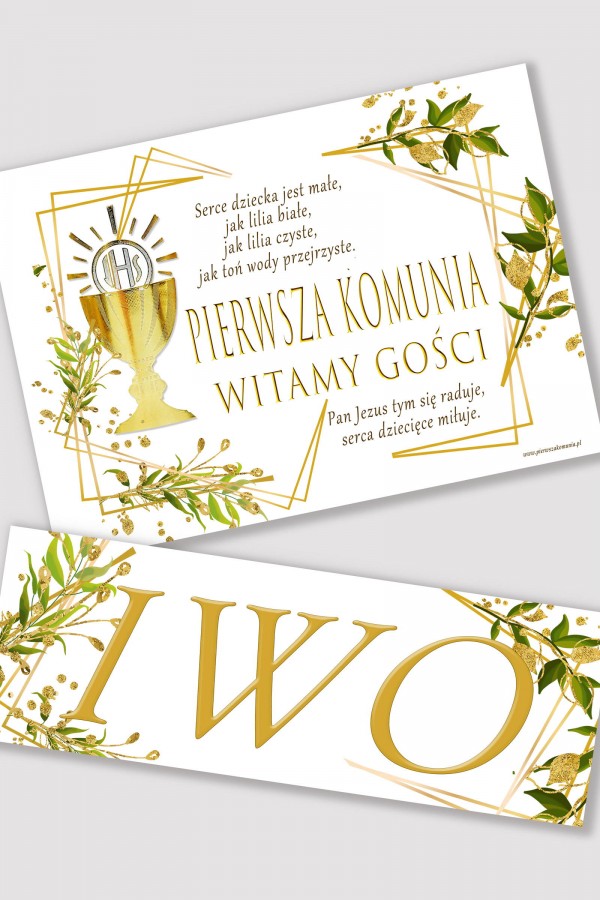 Personalizowany plakat komunijny z imieniem - Złocisty wdzięk