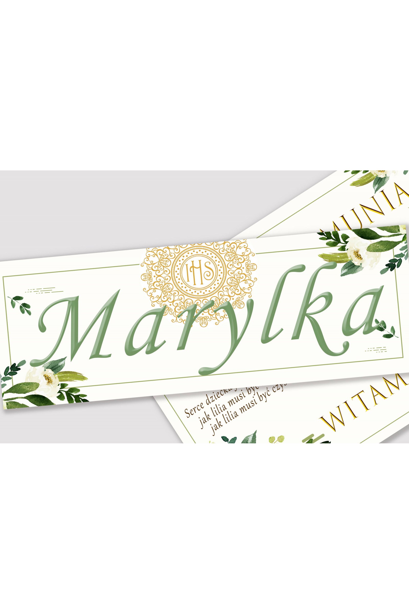 Personalizowany plakat komunijny z imieniem - Biały bukiecik - obraz 1