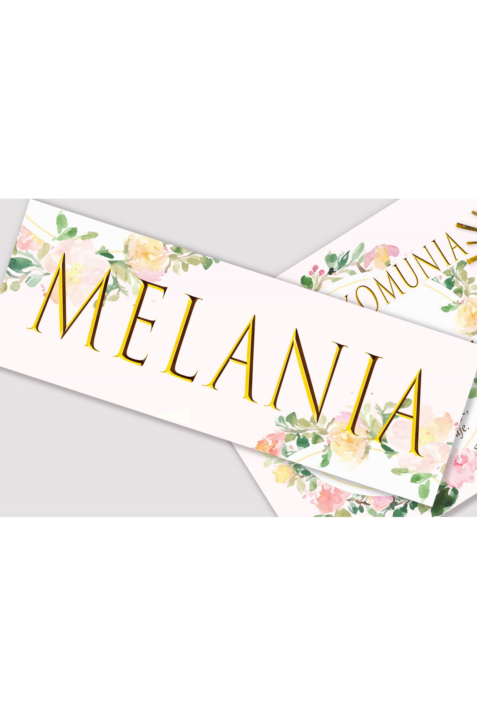 Personalizowany plakat komunijny z imieniem - Akwarelka różowa - obraz 1