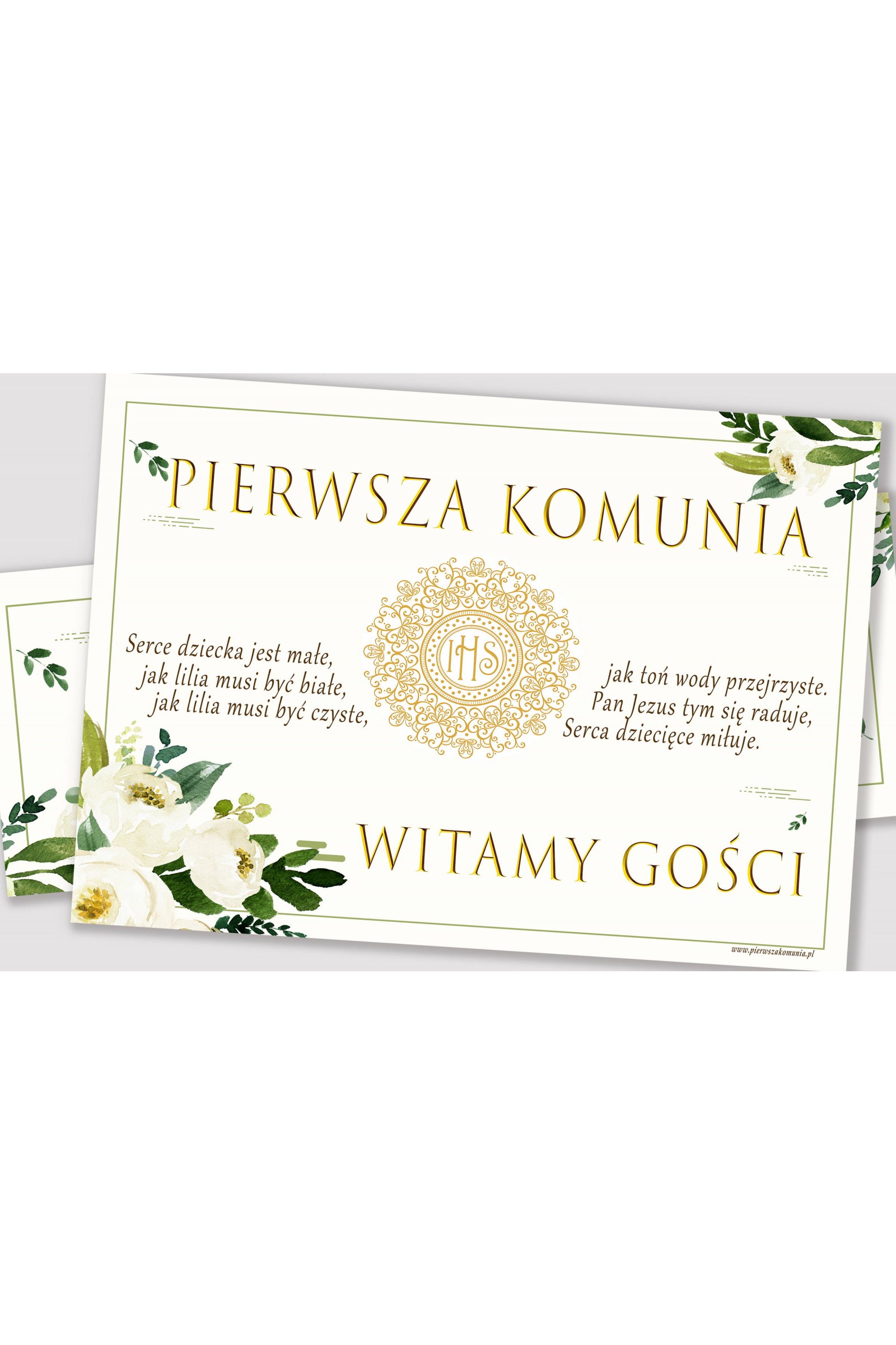 Personalizowany plakat komunijny z imieniem - Biały bukiecik - obraz 2