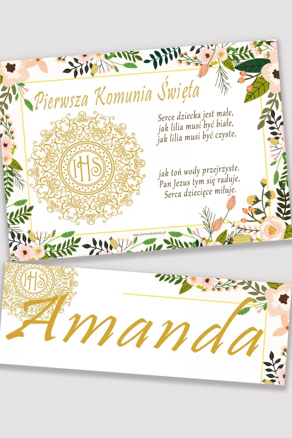 Personalizowany plakat komunijny z imieniem - Pastelowe maki