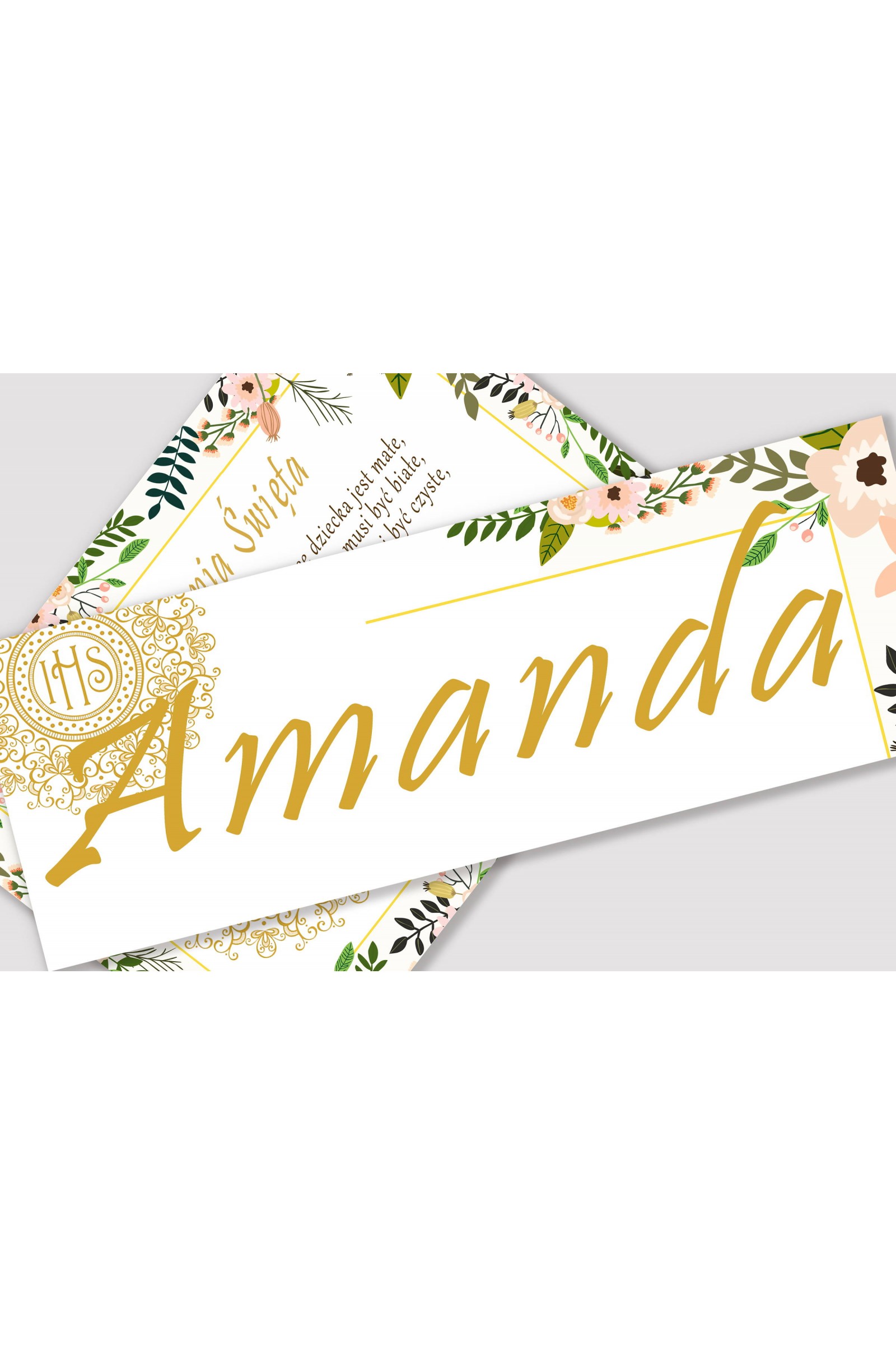 Personalizowany plakat komunijny z imieniem - Pastelowe maki - obraz 1