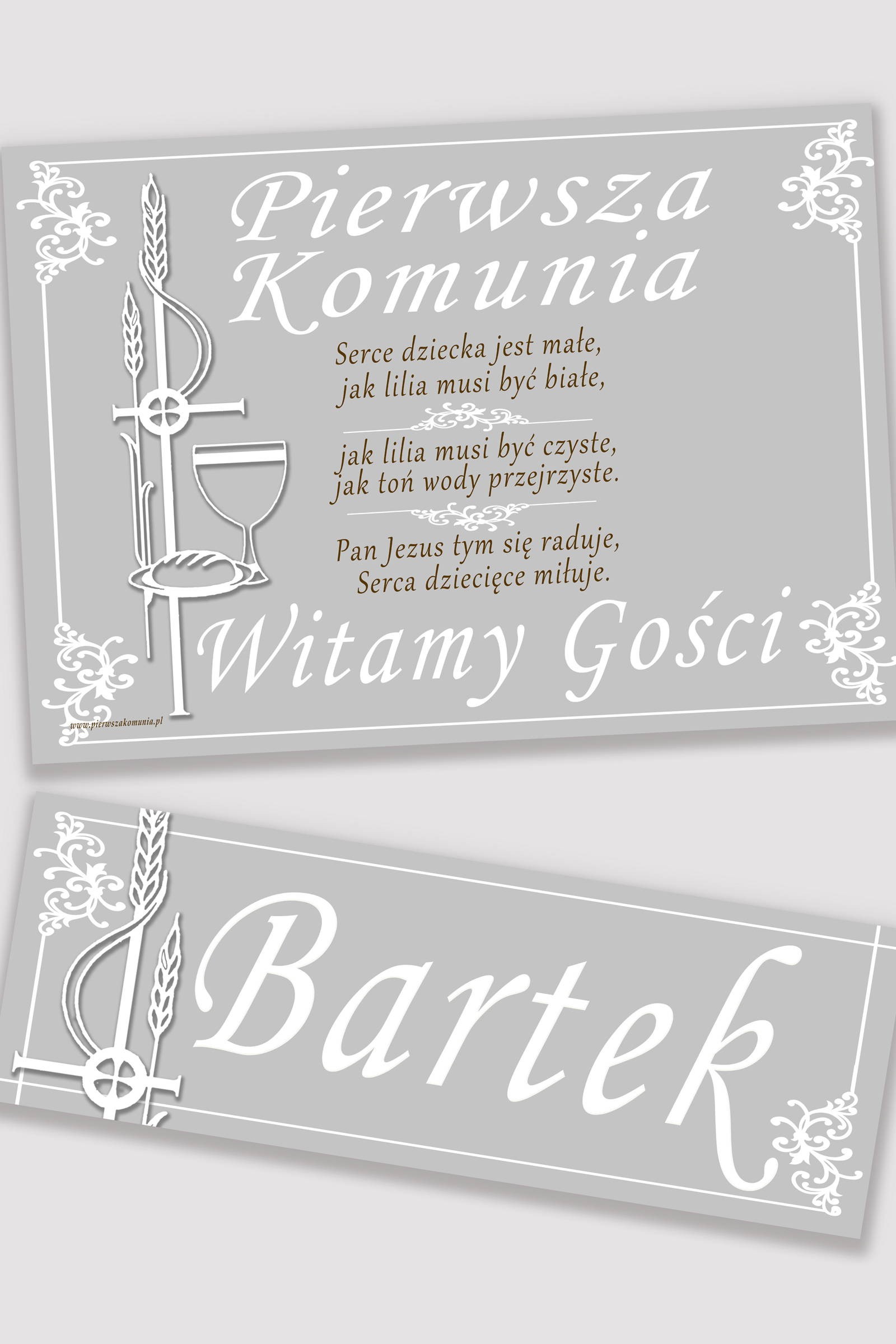 Personalizowany plakat komunijny z imieniem - Biała elegancja - obraz 0