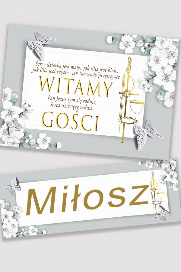 Personalizowany plakat komunijny z imieniem - Jaśminowy ogród