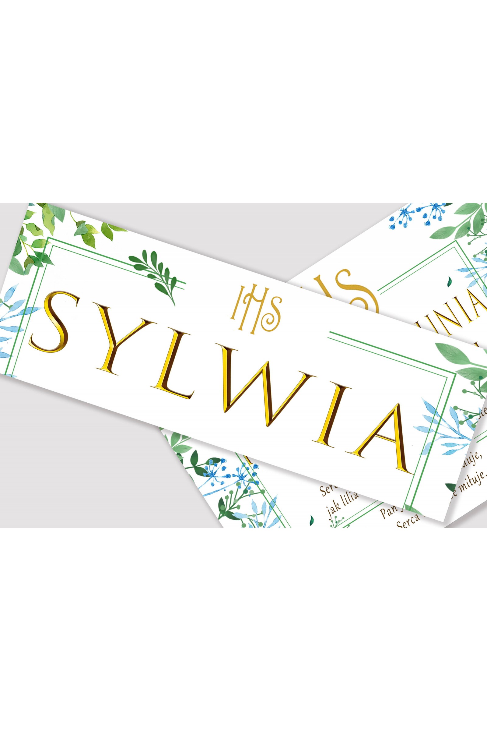 Personalizowany plakat komunijny z imieniem - Wiosenne listki - obraz 1
