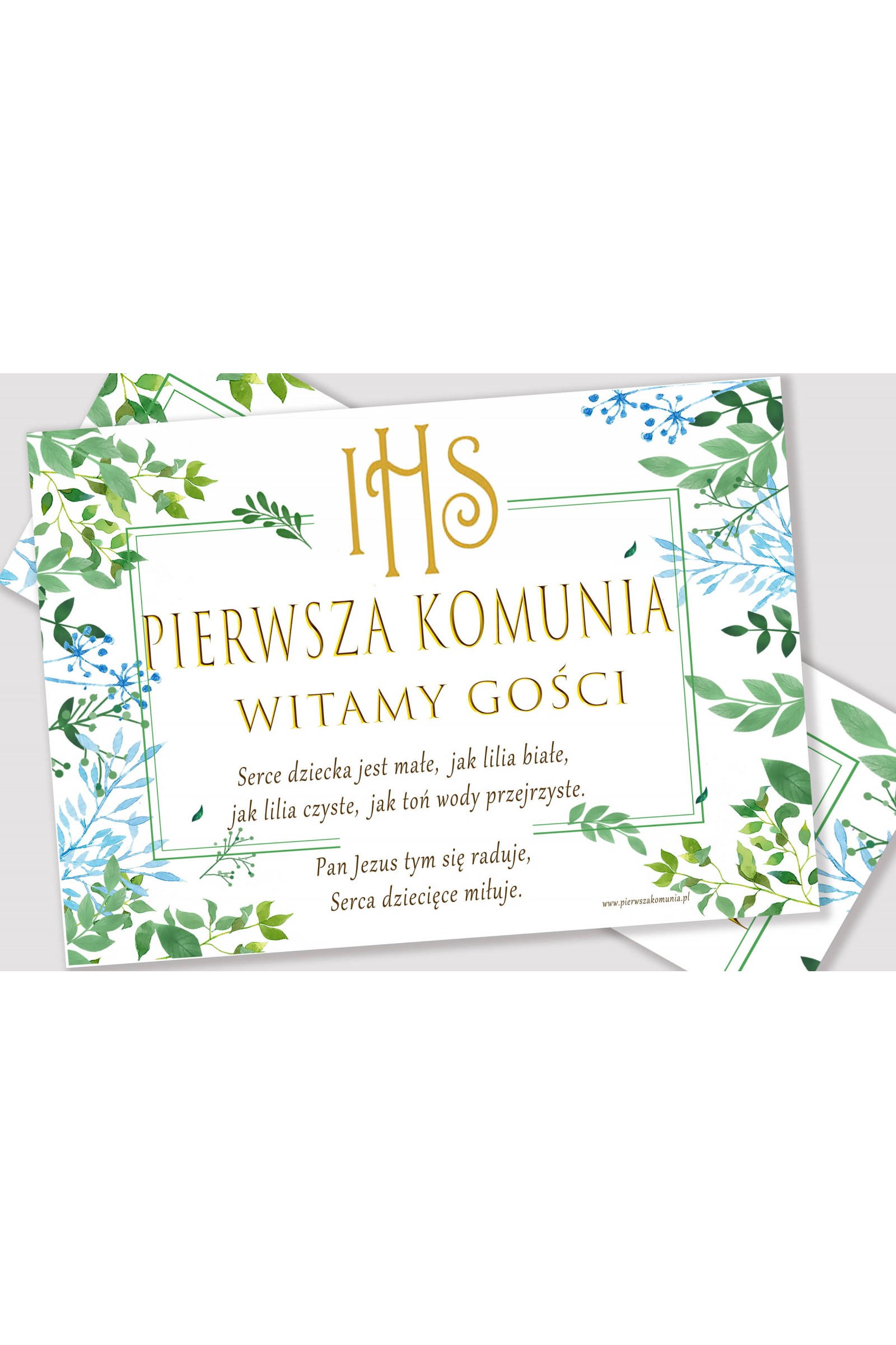 Personalizowany plakat komunijny z imieniem - Wiosenne listki - obraz 2
