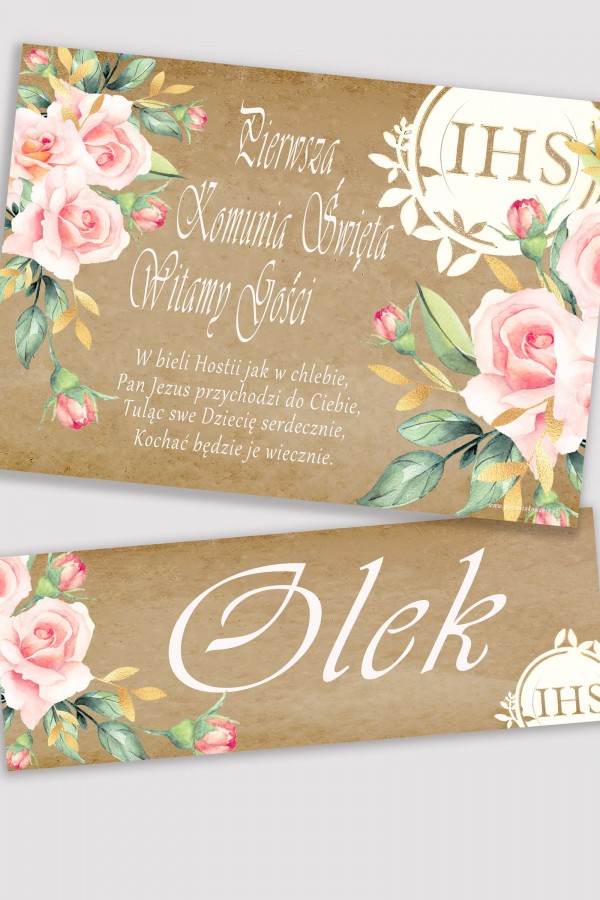 Personalizowany plakat komunijny z imieniem - Pergaminowy bukiet
