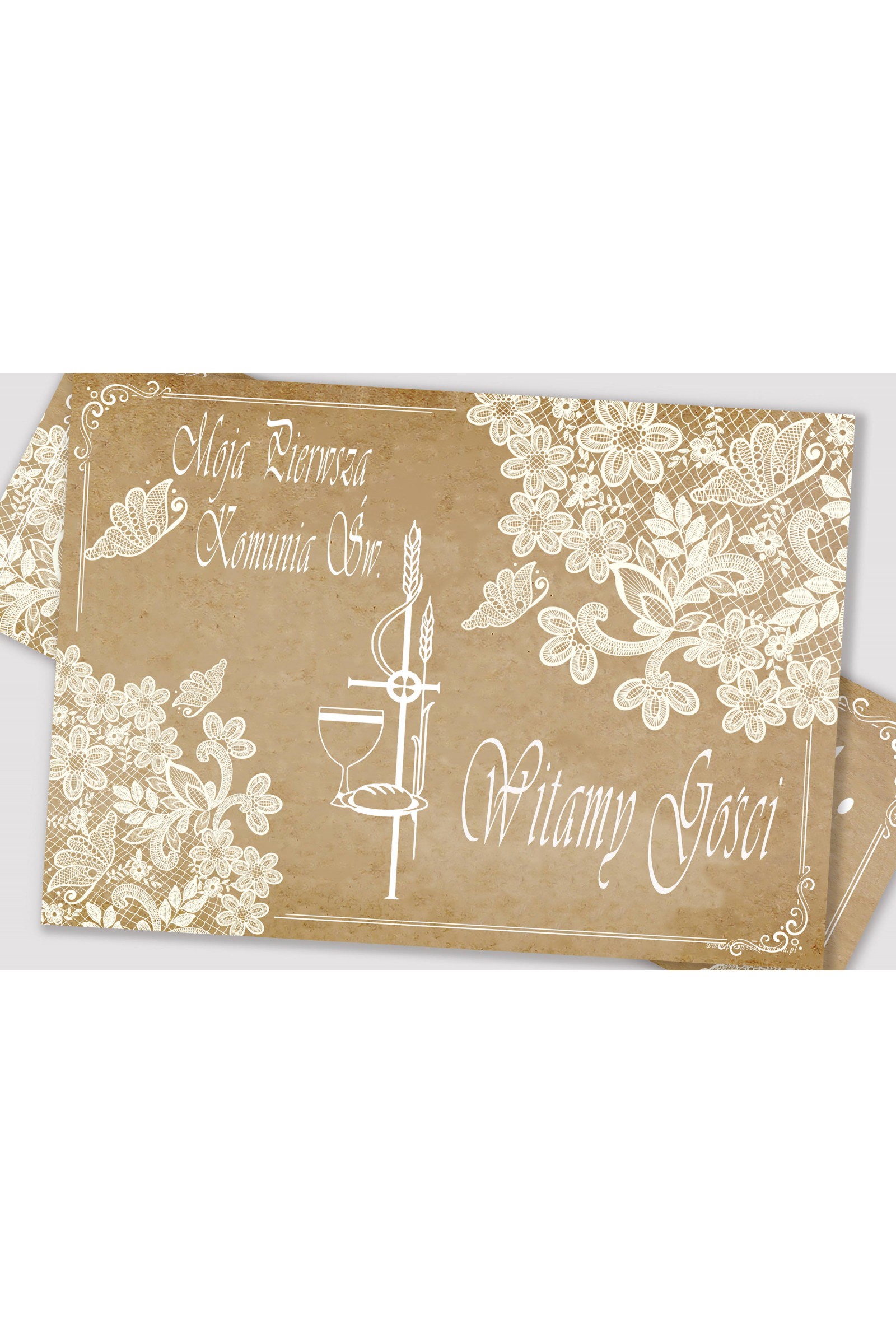 Personalizowany plakat komunijny z imieniem - Pergaminowy motylek - obraz 2