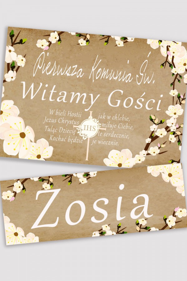 Personalizowany plakat komunijny z imieniem - Pergaminowy sad