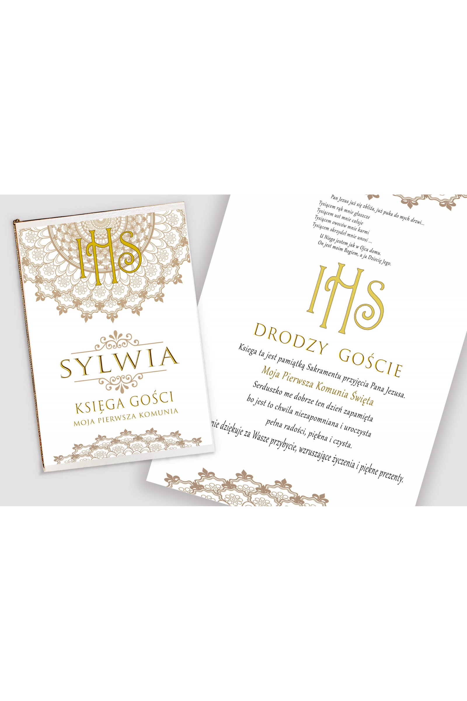 Personalizowana księga pamiątkowa komunijna - Rozeta - obraz 1