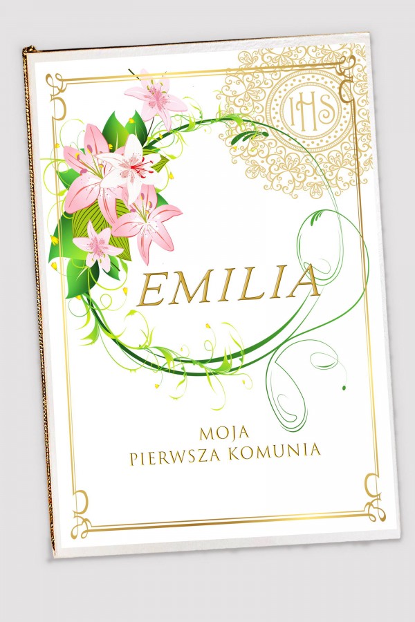 Personalizowana księga pamiątkowa komunijna - Delikatność lilii