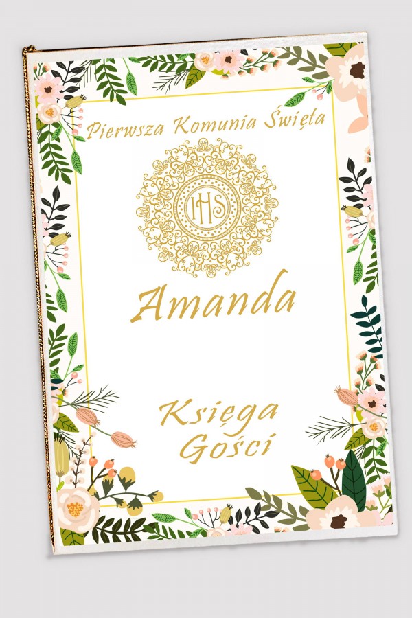 Personalizowana księga pamiątkowa komunijna - Pastelowe maki