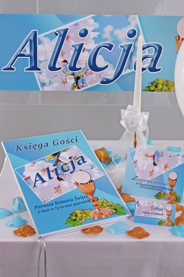 Personalizowana księga pamiątkowa komunijna - Turkusowa jabłoń