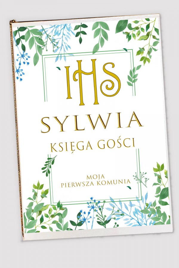 Personalizowana księga pamiątkowa komunijna - Wiosenne listki