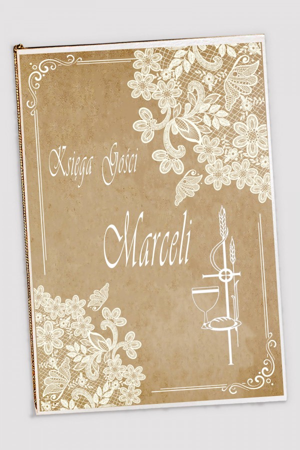 Personalizowana księga pamiątkowa komunijna - Pergaminowy motylek