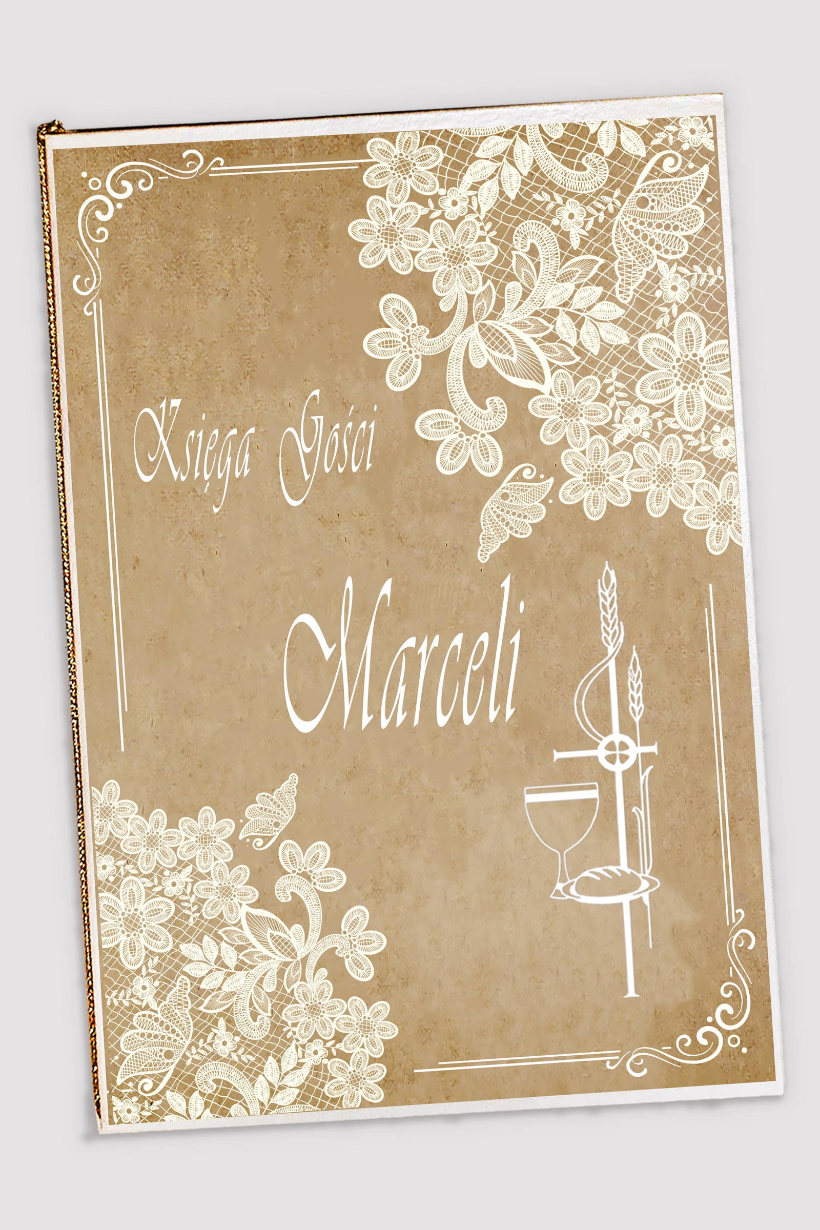 Personalizowana księga pamiątkowa komunijna - Pergaminowy motylek - obraz 0