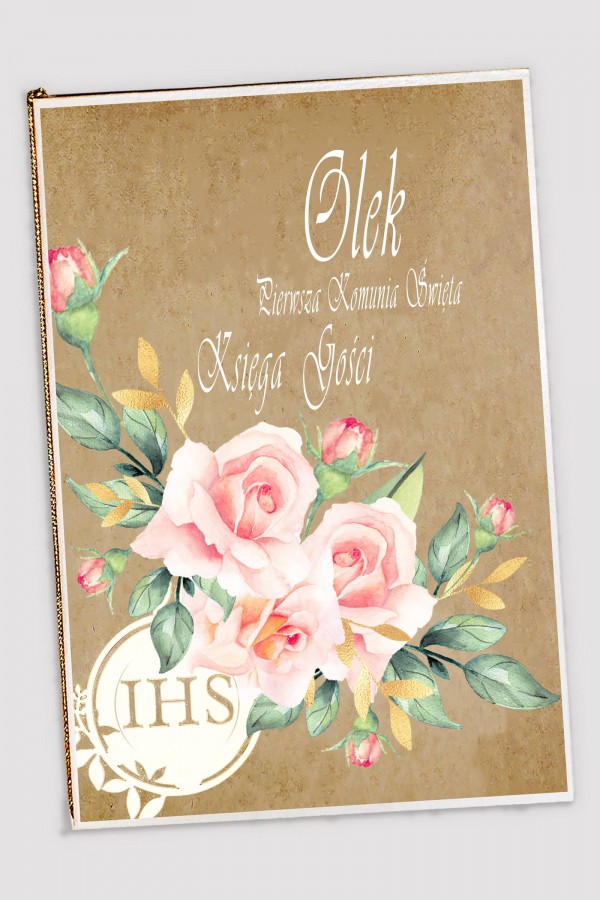 Personalizowana księga pamiątkowa komunijna - Pergaminowy bukiet