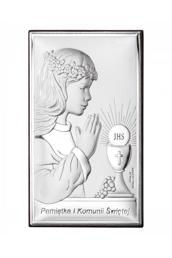 Obrazek na pamiątkę I Komunii Św. z dziewczynką, prostokątny