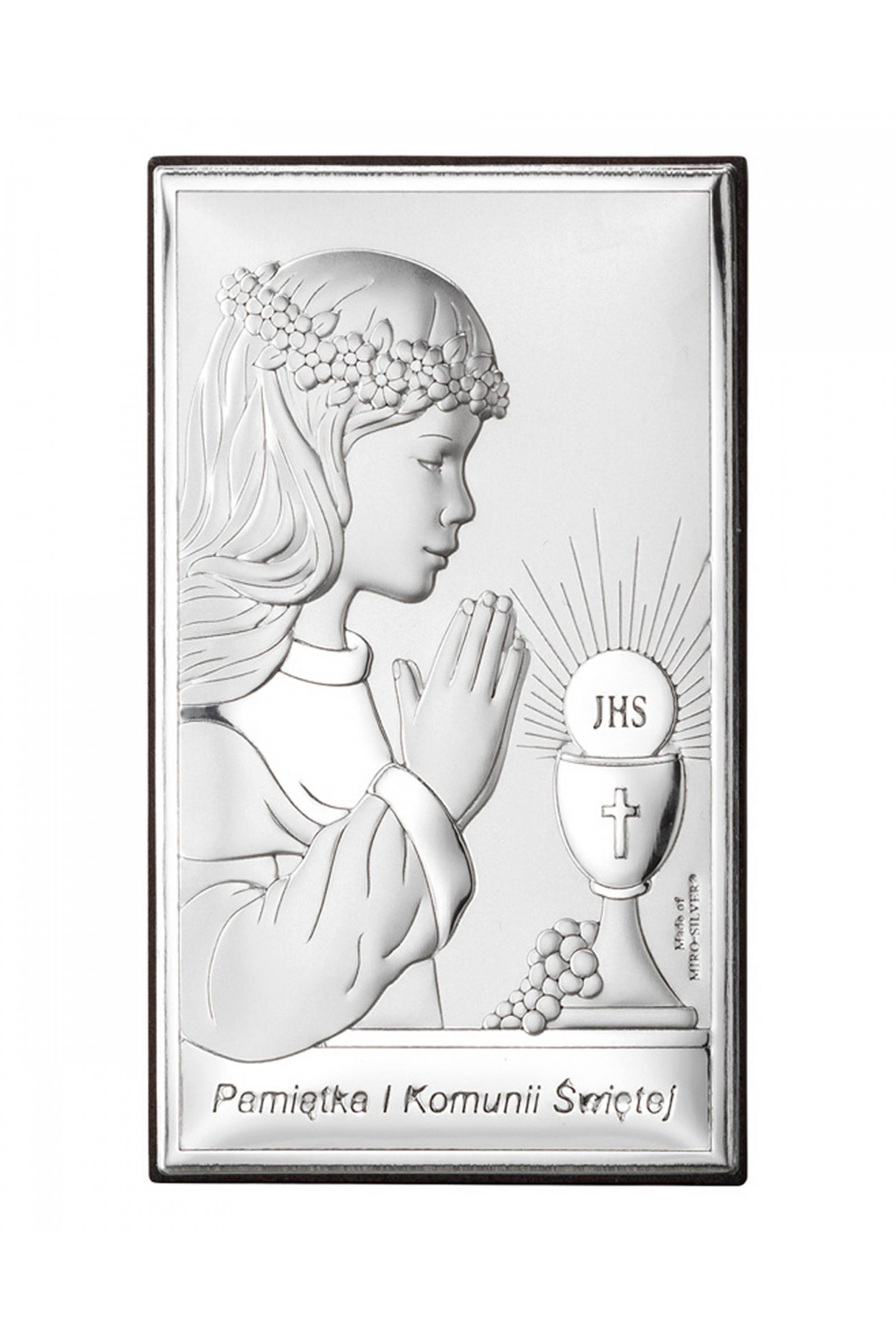 Obrazek na pamiątkę I Komunii Św. z dziewczynką, prostokątny - obraz 0