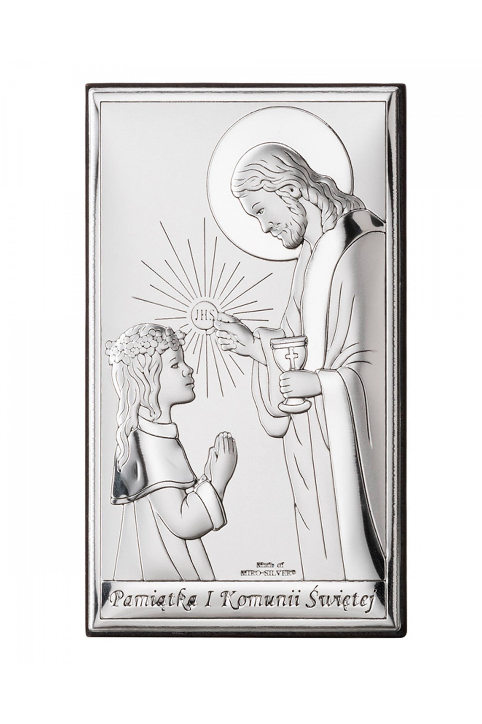 Obrazek na pamiątkę I Komunii Św. z Jezusem udzielającym Komunii dziewczynce - obraz 0