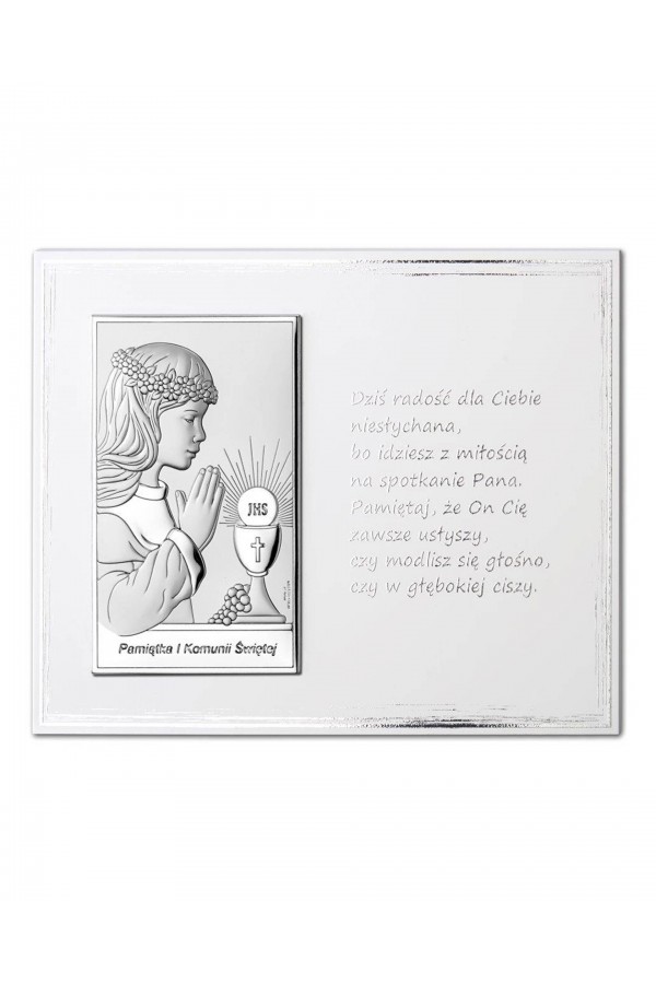 Obrazek na pamiątkę I Komunii Św. z dziewczynką