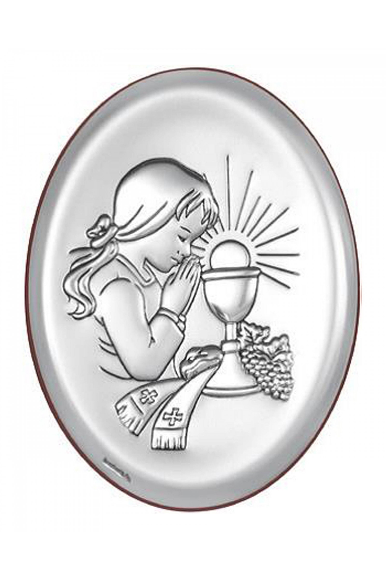 Obrazek na pamiątkę I Komunii Św. z dziewczynką, owalny - obraz 0