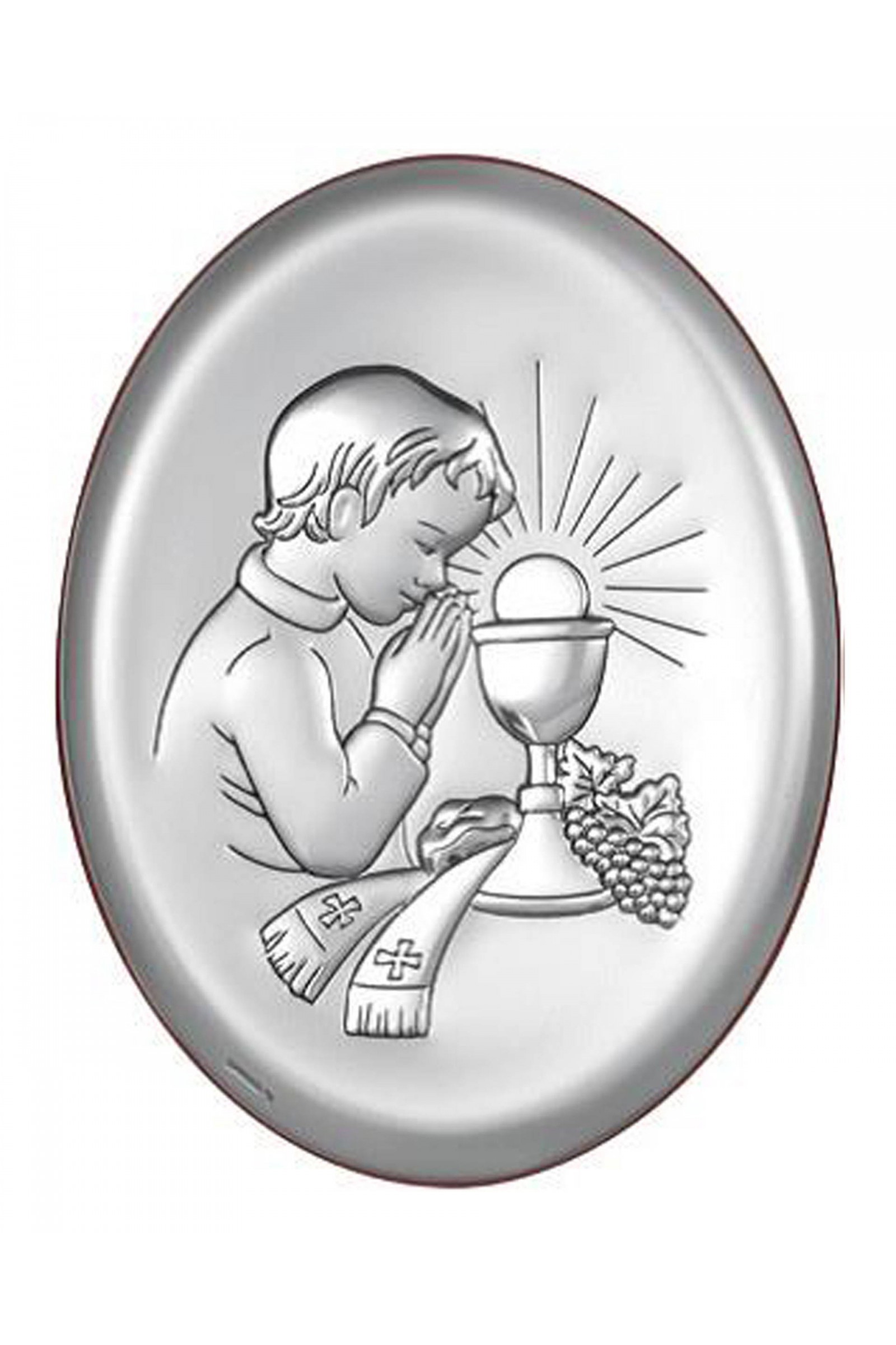 Obrazek na pamiątkę I Komunii Św. z chłopczykiem, owalny - obraz 0