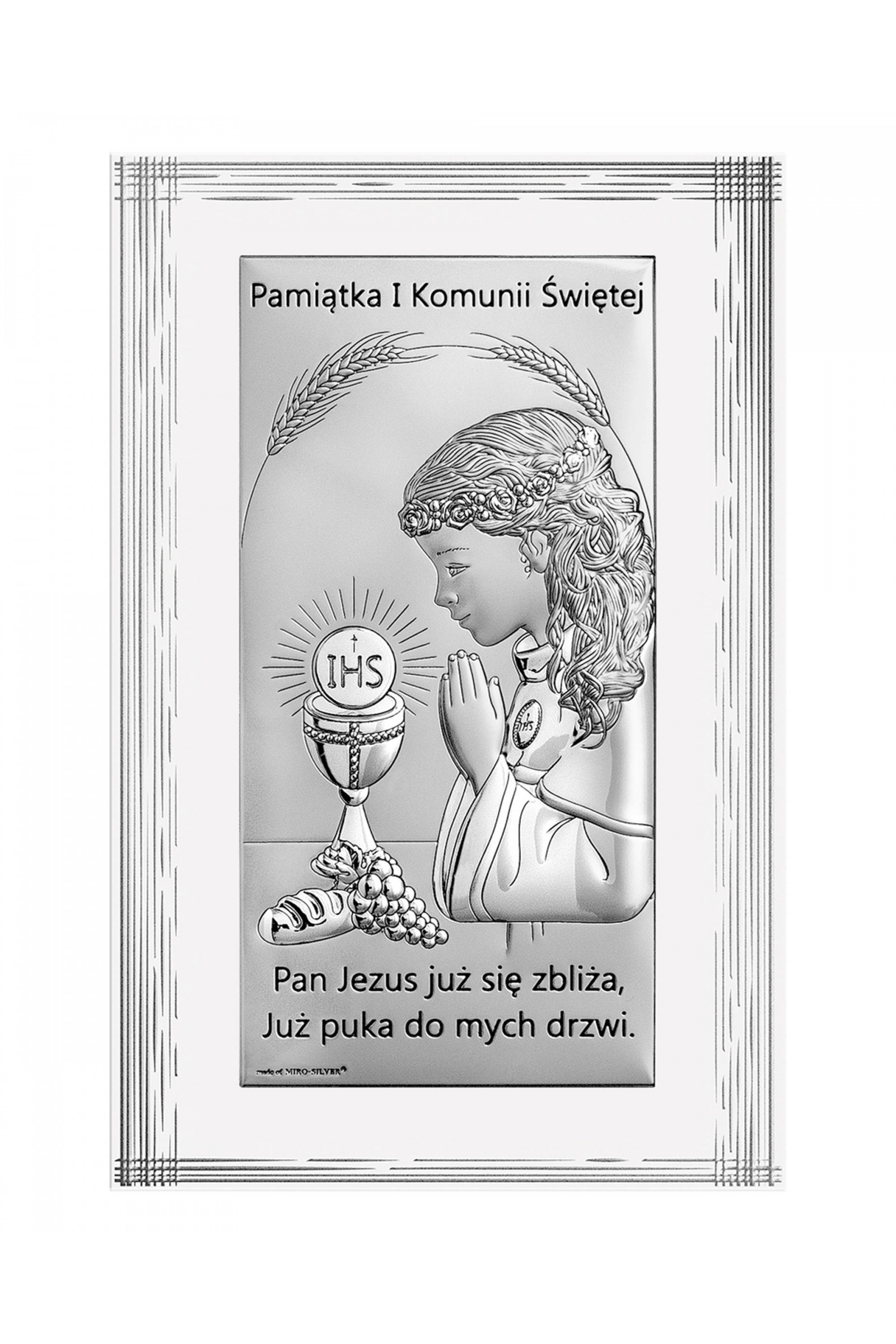 Obrazek na pamiątkę I Komunii Św. z dziewczynką, prostokątny - obraz 0