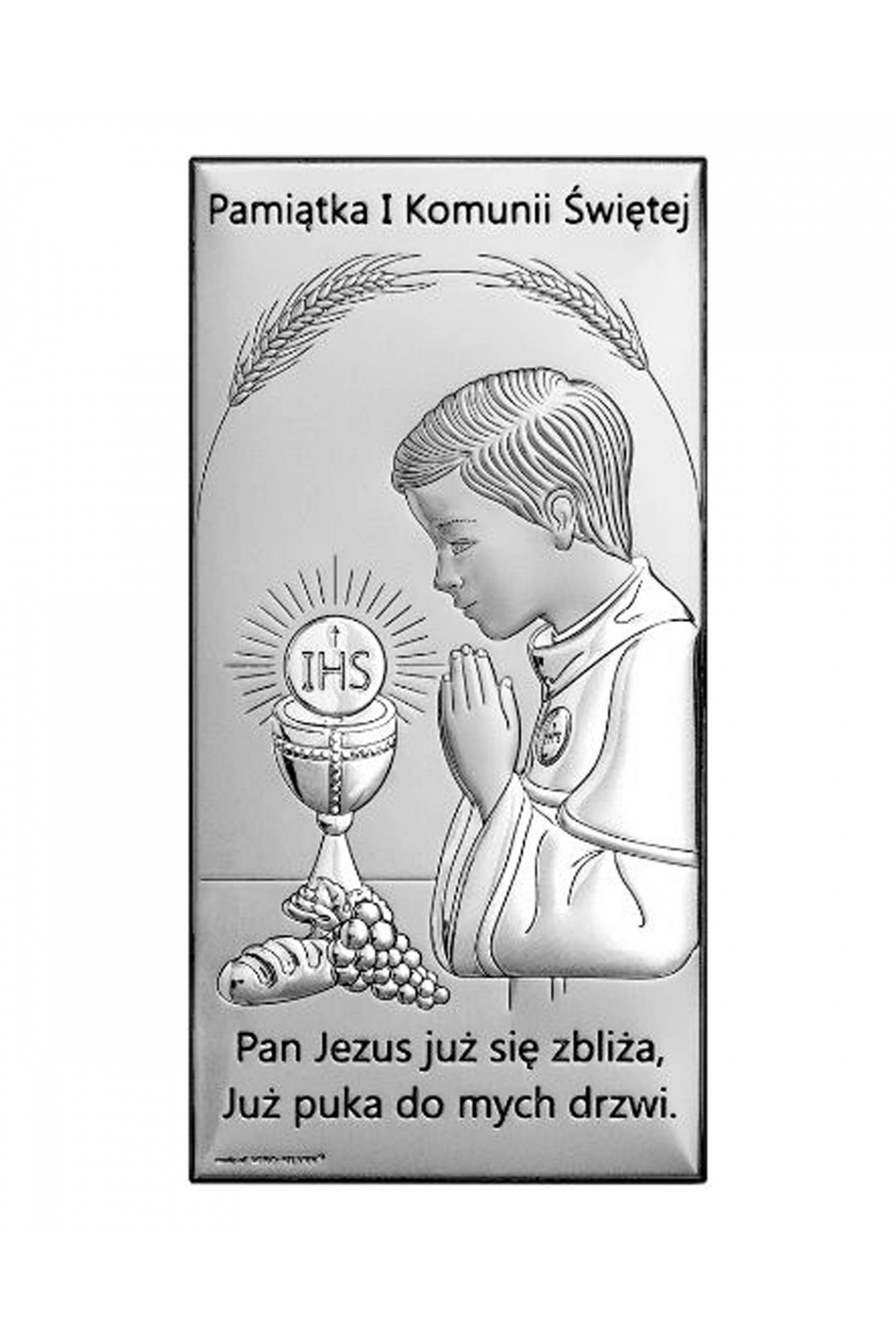 Obrazek na pamiątkę I Komunii Św. z chłopczykiem, prostokątny - obraz 0