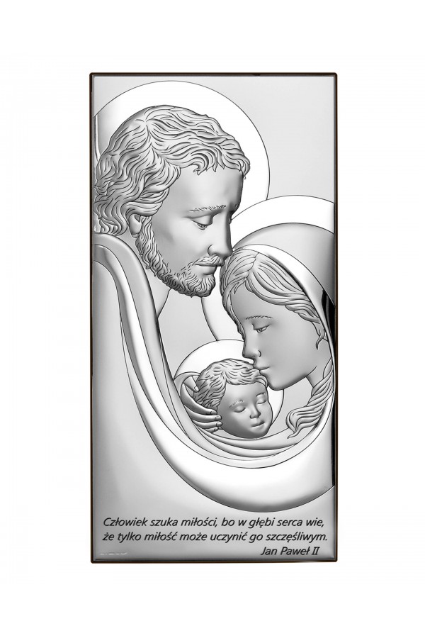 Obrazek z wizerunkiem Św. Rodziny z cytatem, prostokątny