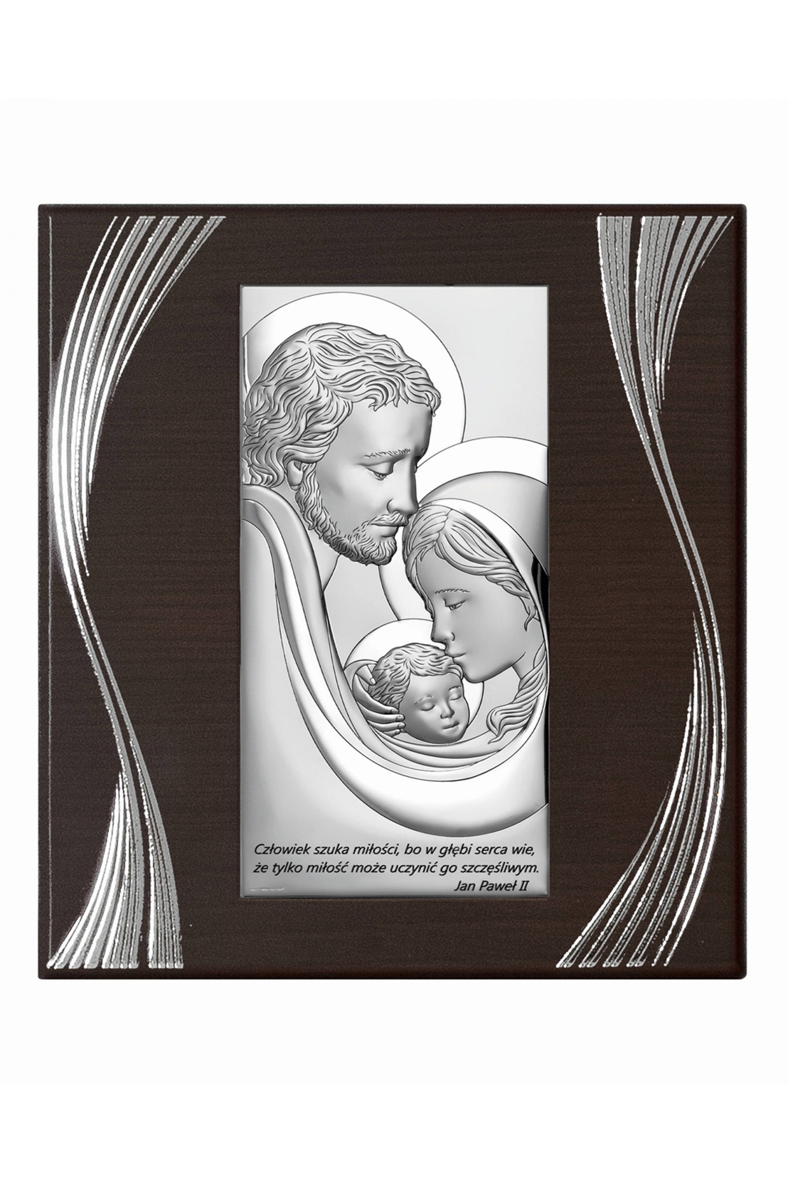 Obrazek z wizerunkiem Św. Rodziny z cytatem na panelu ze zdobieniami - obraz 0