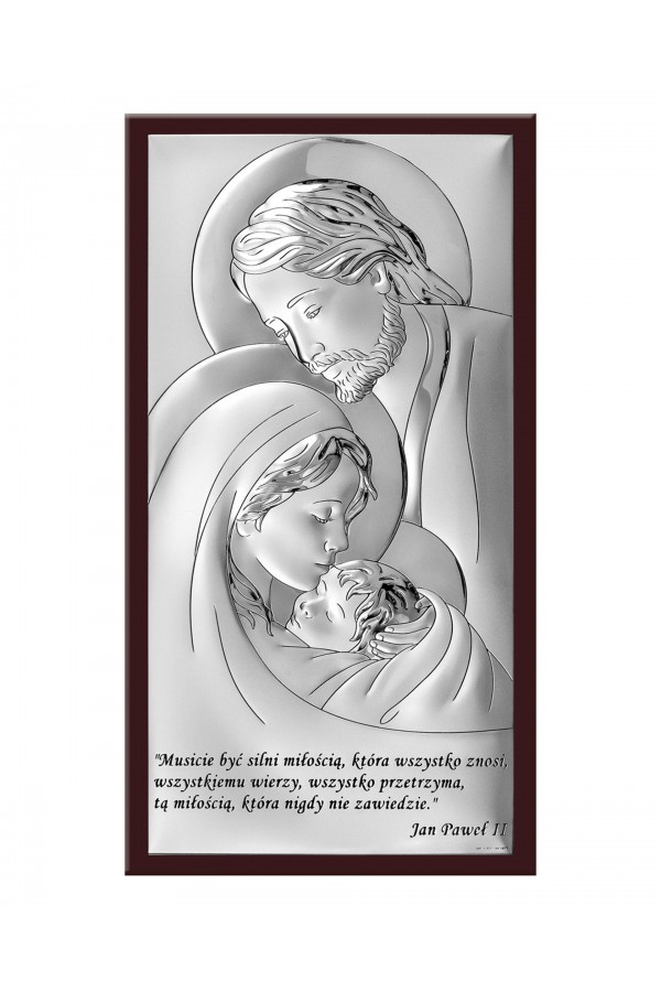 Obrazek z wizerunkiem Św. Rodziny z cytatem, prostokątny