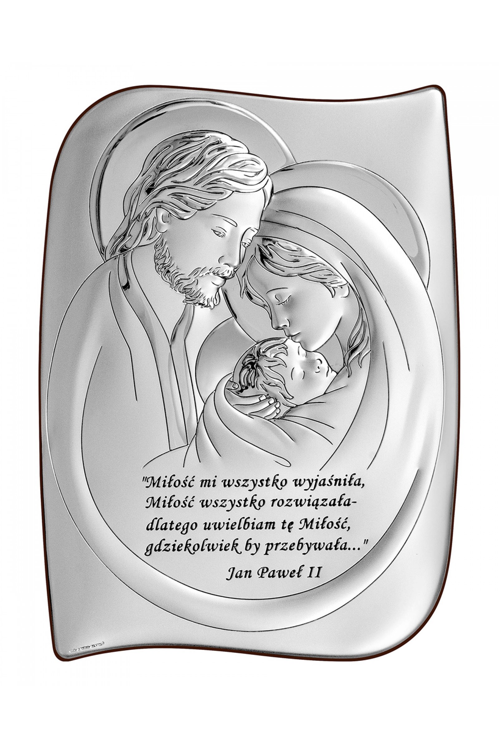 Obrazek z wizerunkiem Św. Rodziny z cytatem, o nieregularnym kształcie - obraz 0