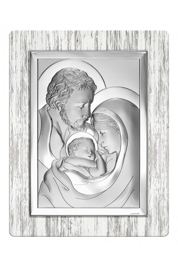 Obrazek z wizerunkiem Św. Rodziny, prostokątny na drewnie