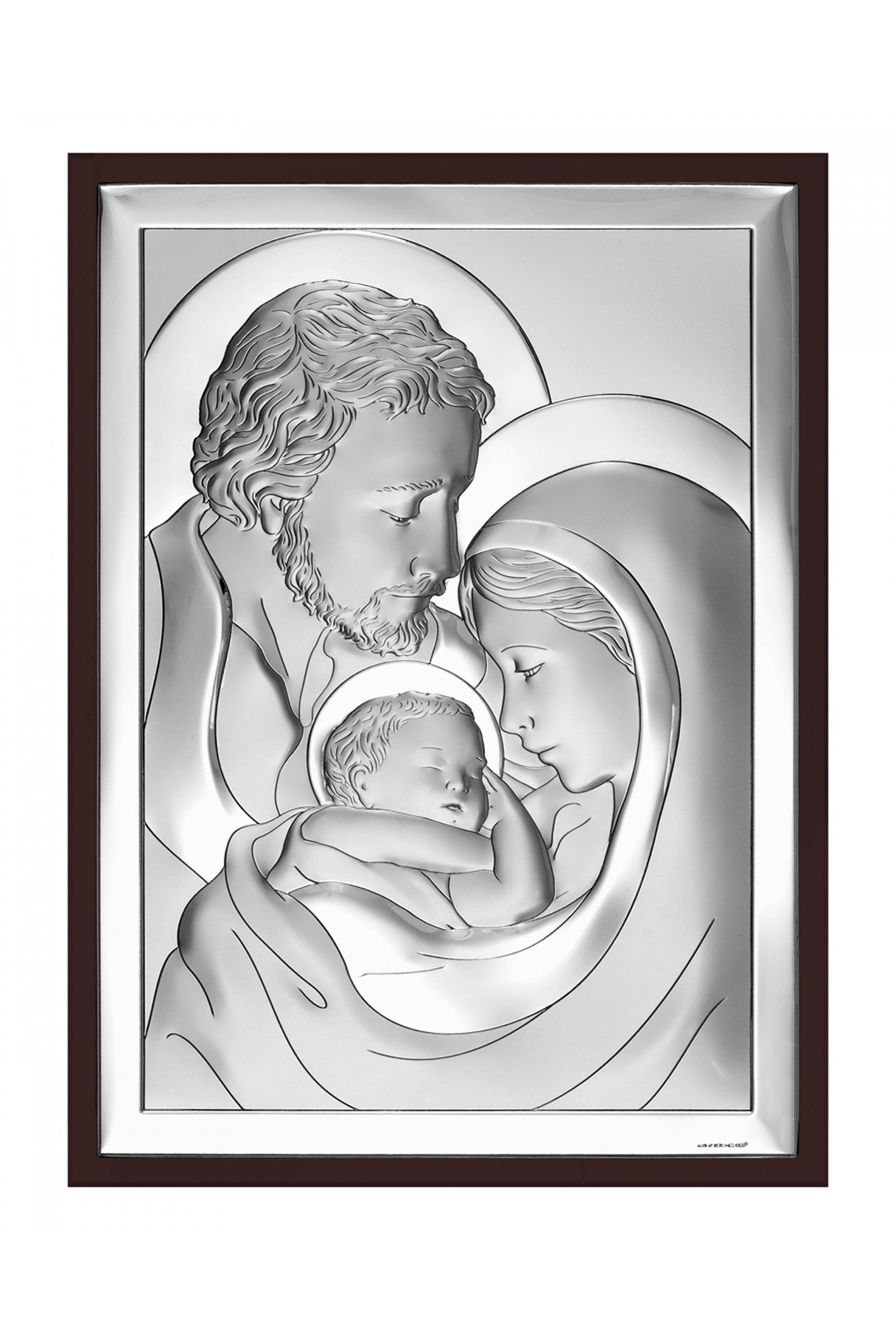 Obrazek z wizerunkiem Św. Rodziny, prostokątny na brązowym drewnie - obraz 0