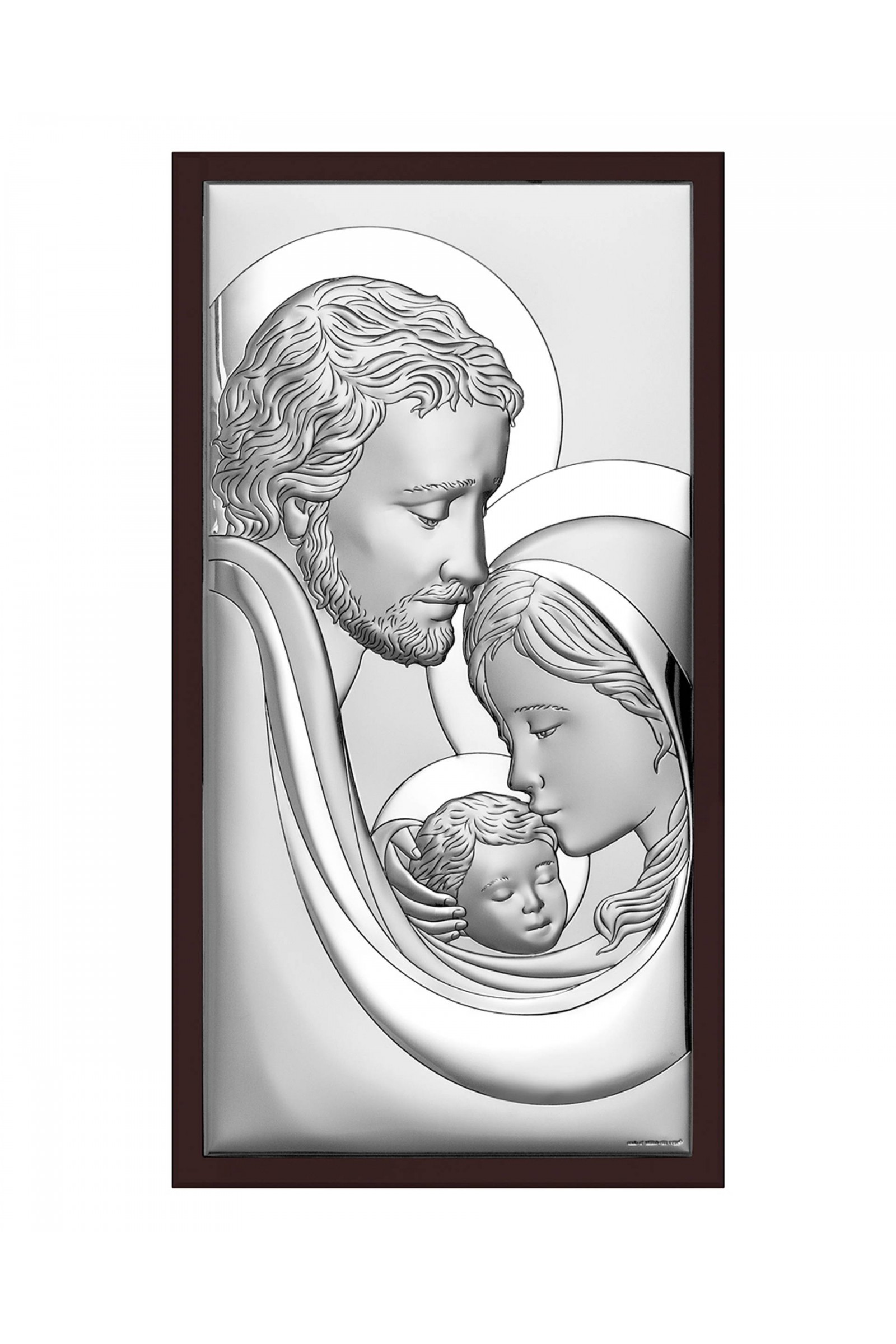 Obrazek z wizerunkiem Św. Rodziny, prostokątny na brązowym drewnie - obraz 0