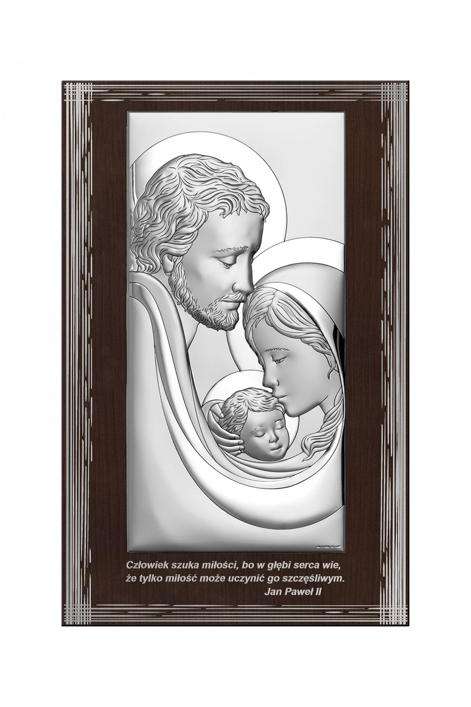 Obrazek z wizerunkiem Św. Rodziny na brązowym prostokątnym panelu - obraz 0