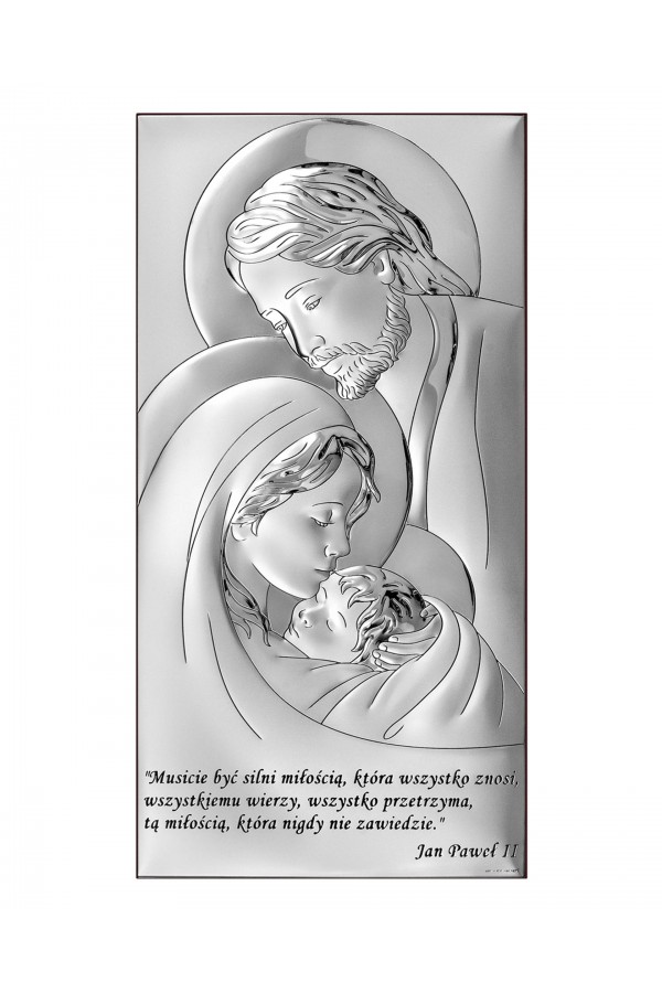 Obrazek z wizerunkiem Św. Rodziny z cytatem, prostokątny