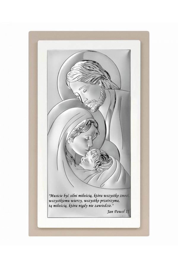 Obrazek z wizerunkiem Św. Rodziny z cytatem, prostokątny
