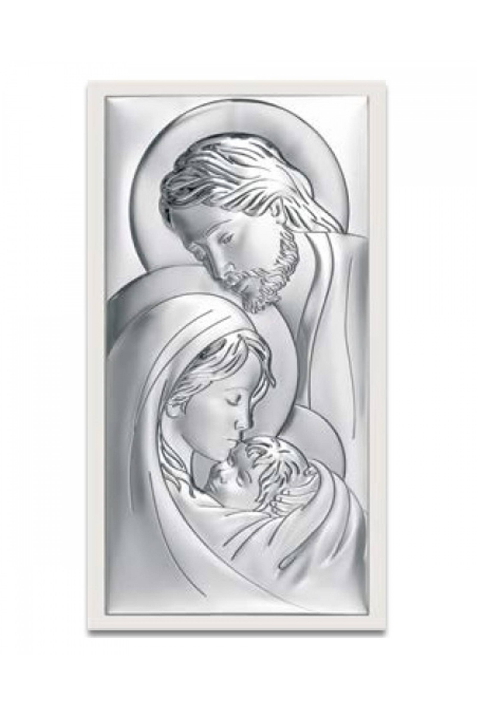 Obrazek z wizerunkiem Św. Rodziny, prostokątny na białym drewnie - obraz 0