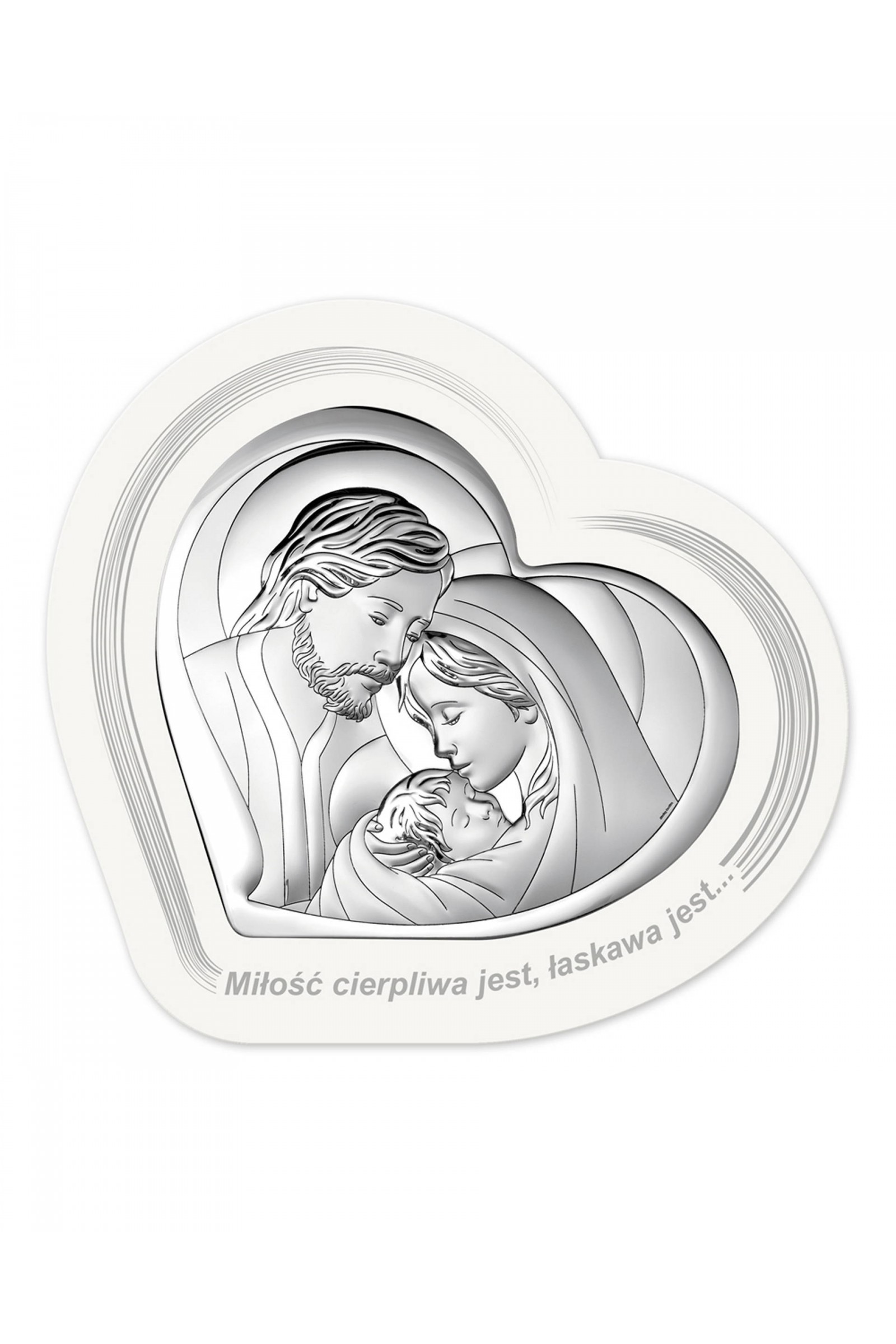 Obrazek z wizerunkiem Św. Rodziny w 'sercu' na białym panelu - obraz 0