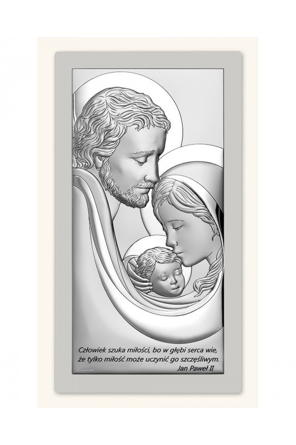 Obrazek z wizerunkiem Św. Rodziny z cytatem, prostokątny