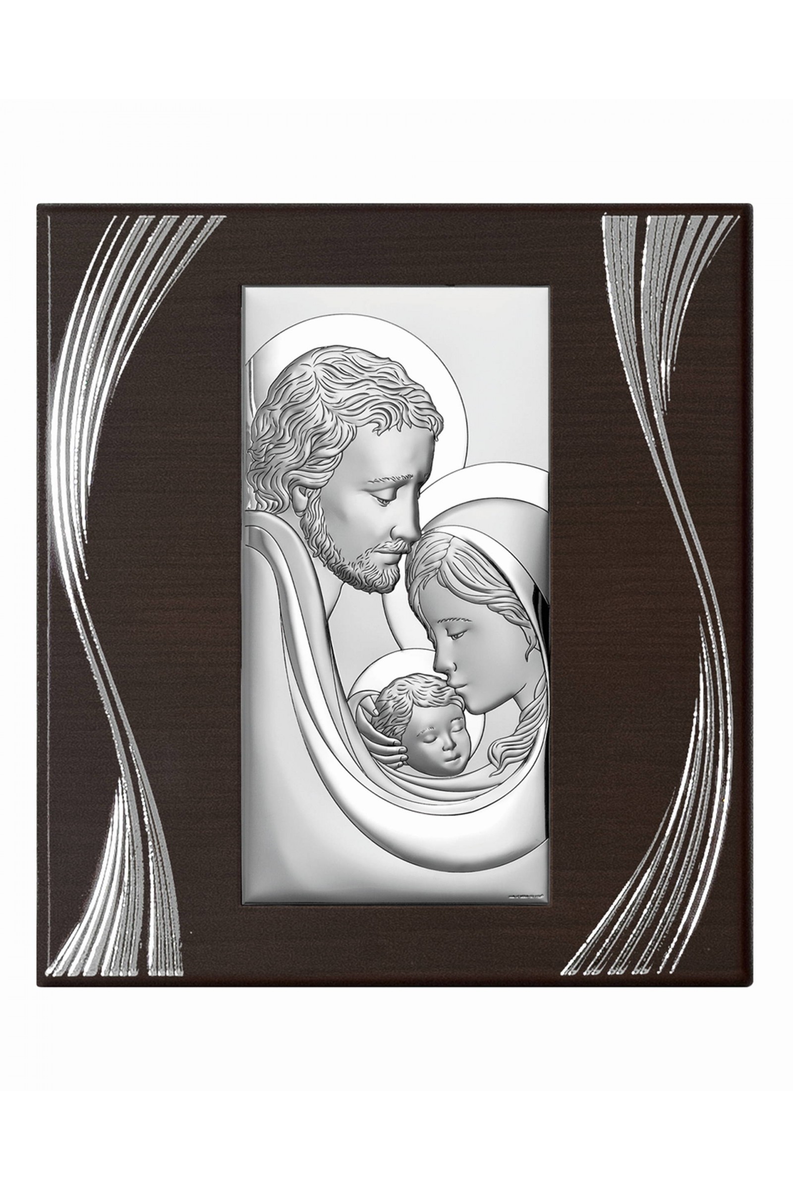 Obrazek z wizerunkiem Św. Rodziny z cytatem na brązowym panelu - obraz 0