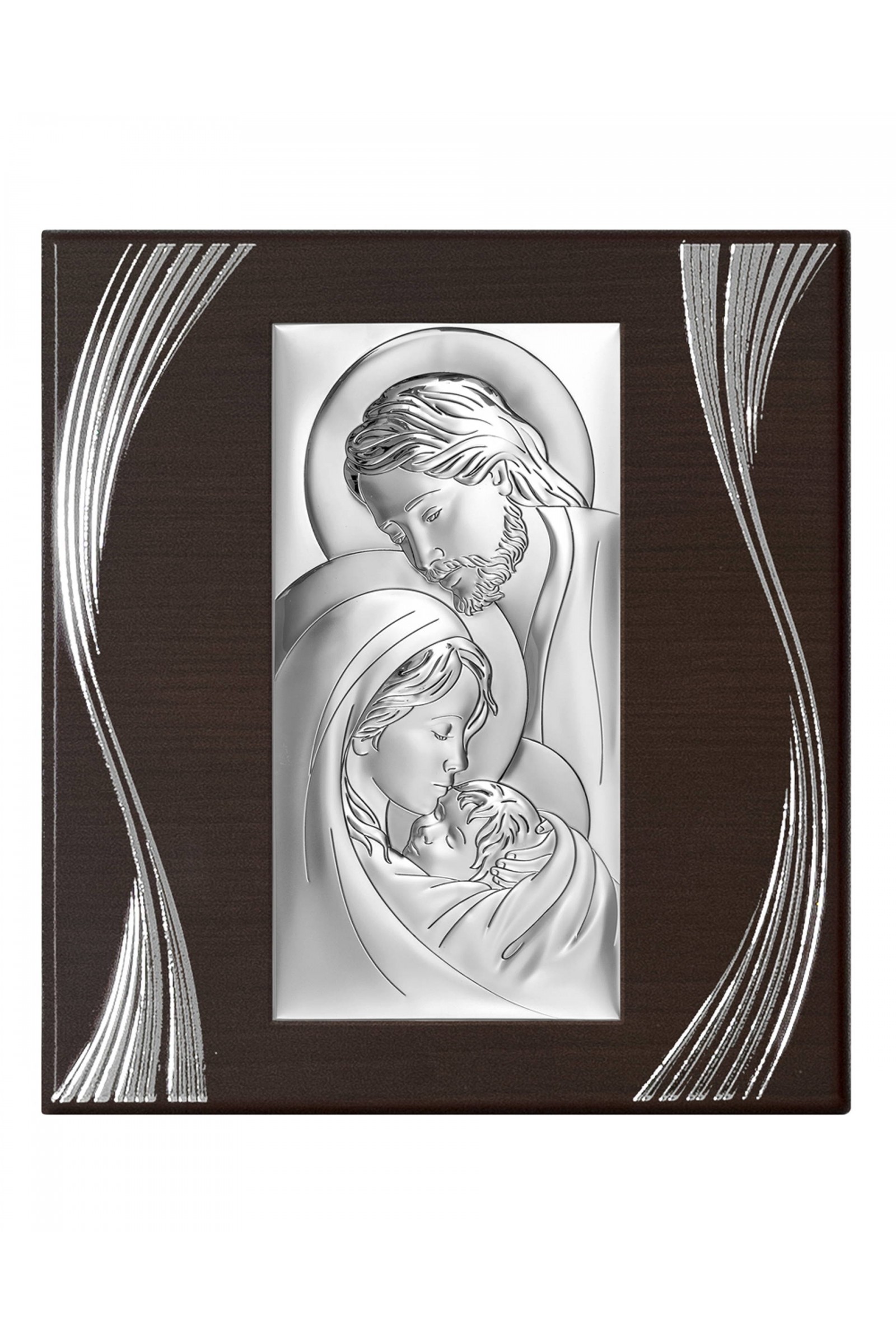 Obrazek z wizerunkiem Św. Rodziny na brązowym panelu ze zdobieniem - obraz 0