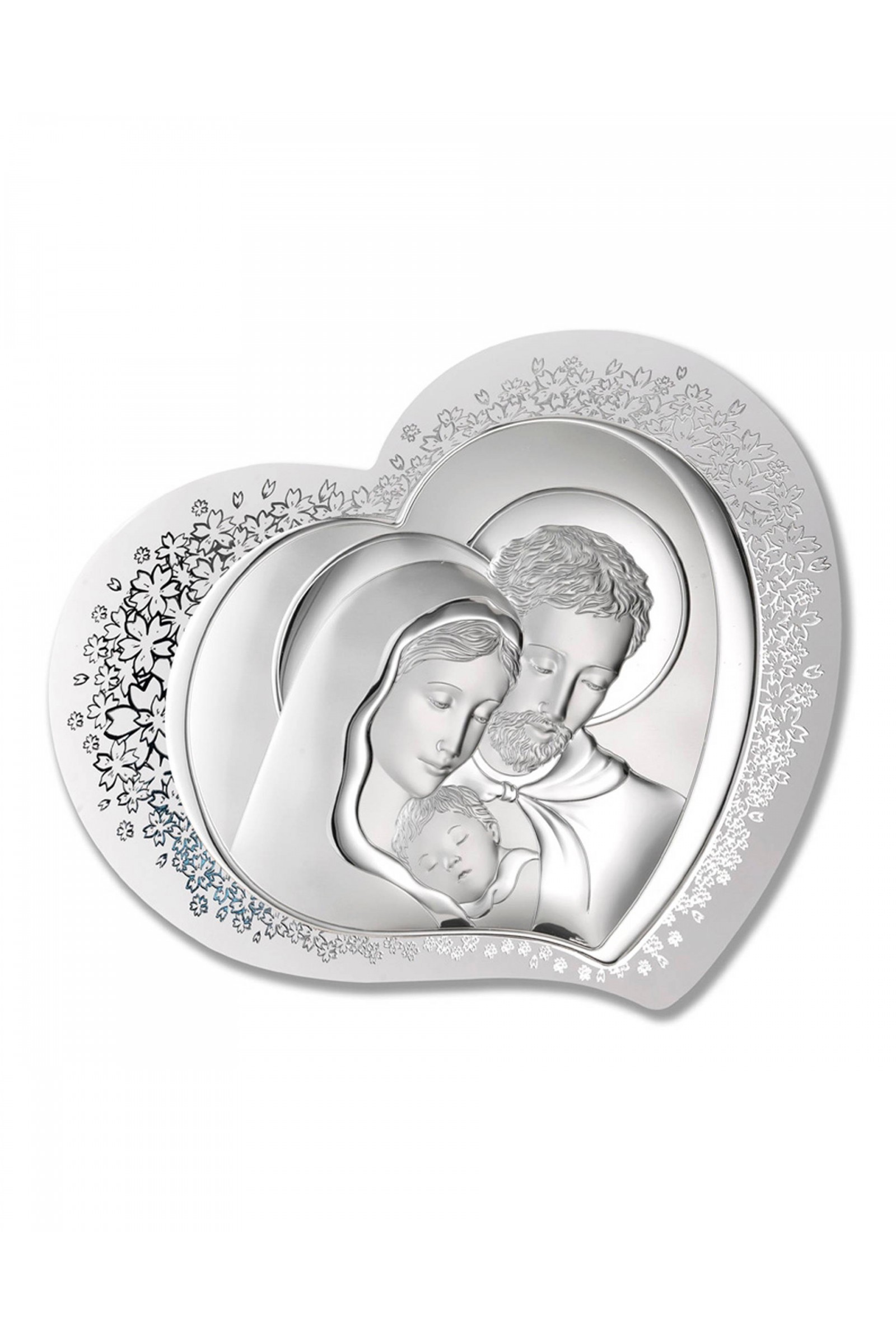 Obraz z wizerunkiem Św. Rodziny w 'sercu' na białym drewnie - obraz 0