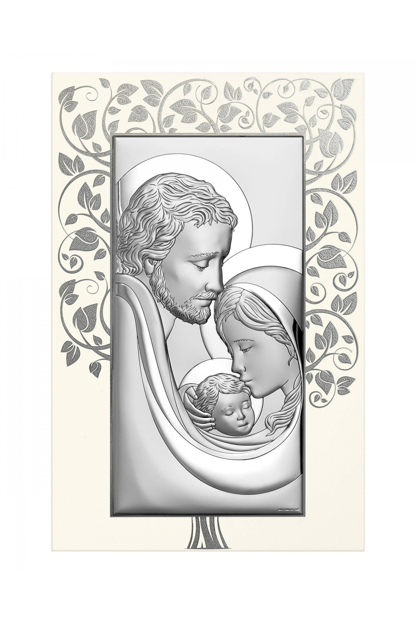 Obrazek z wizerunkiem Św. Rodziny na białym drewnie, z drzewem - obraz 0