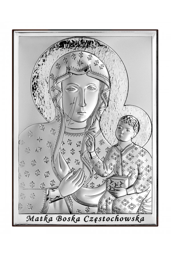 Obrazek z wizerunkiem Matki Bożej Częstochowskiej z podpisem